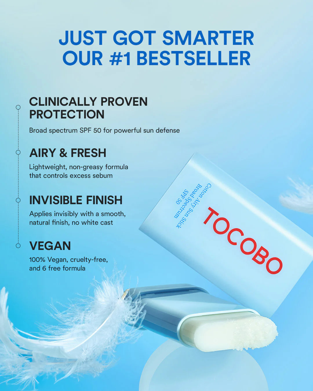 (PRE-ORDER)  (TOCOBO) Cotton Airy Sun Stick SPF50 PA++++ (Protector Solar en barra)