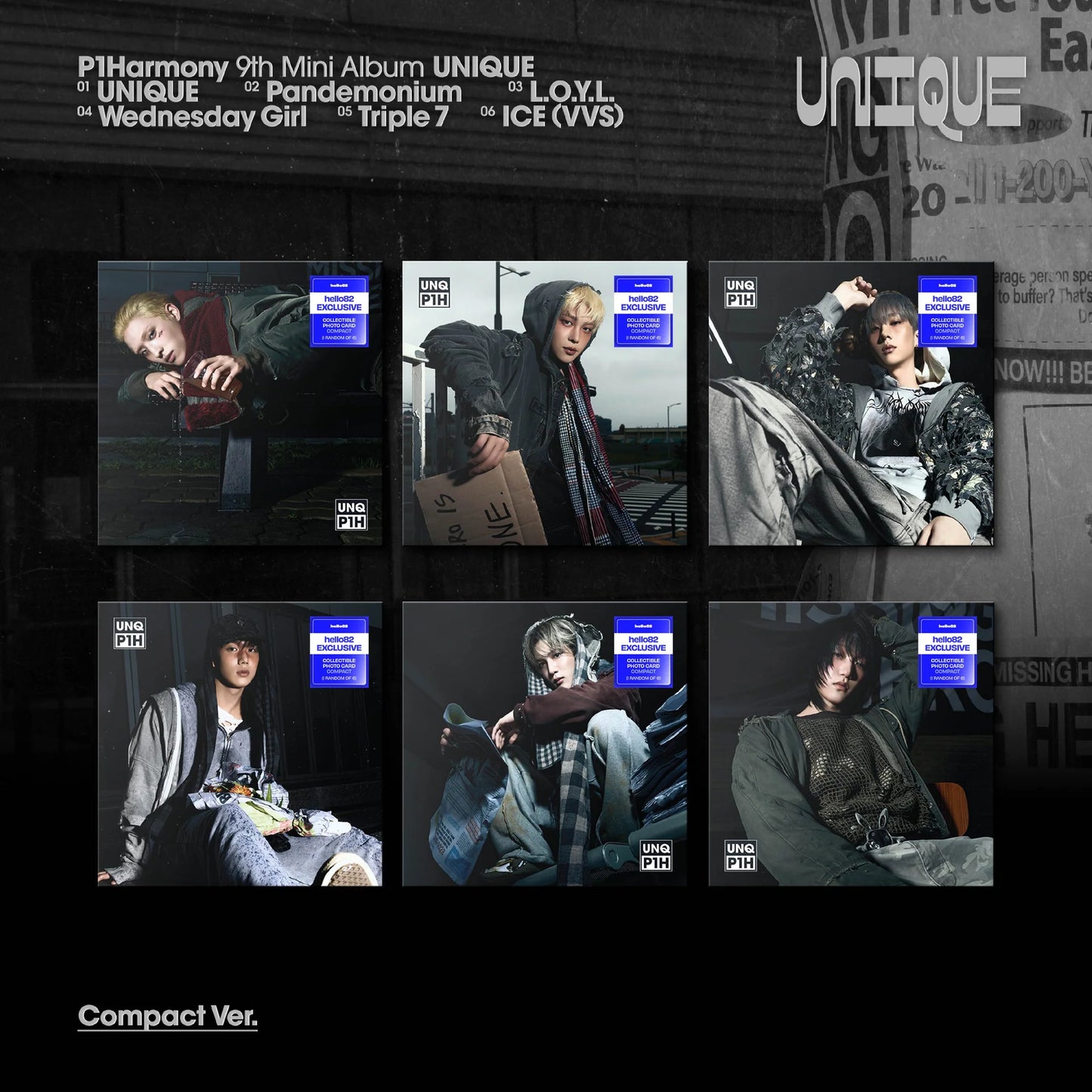 ⭐️ P1Harmony - UNIQUE - hello82 Exclusive (Compact)(Random)
